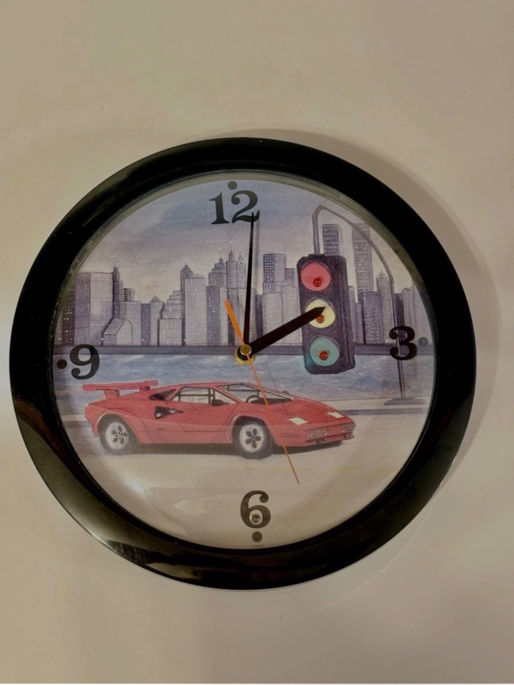 Vintage Lamborghini Wall Clock With Flashing Lights Home Decor Wall Art Car Red